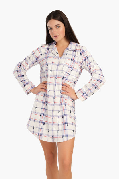 Checkered Snoopy Night Shirt