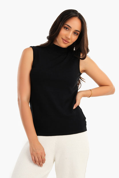 Sleeveless High Neck Pullover