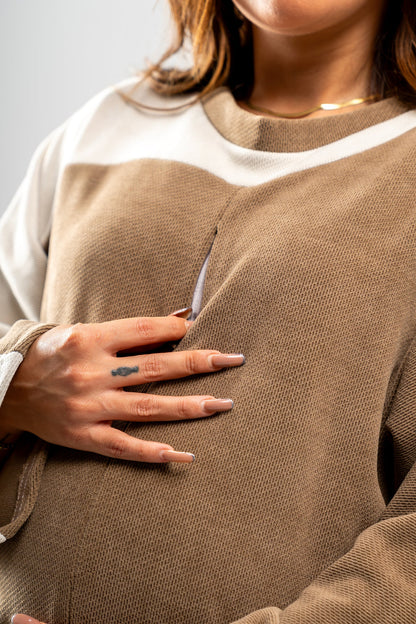 Kashmir Cotton Blend Waterfall Maternity & Nursing Oversized Top