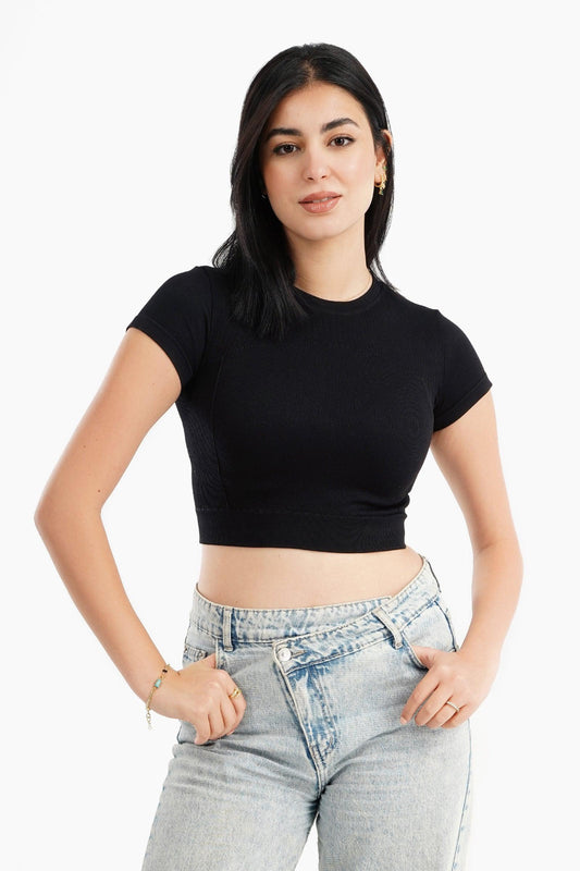 Short Sleeves Cropped Top - Carina - ÙƒØ§Ø±ÙŠÙ†Ø§