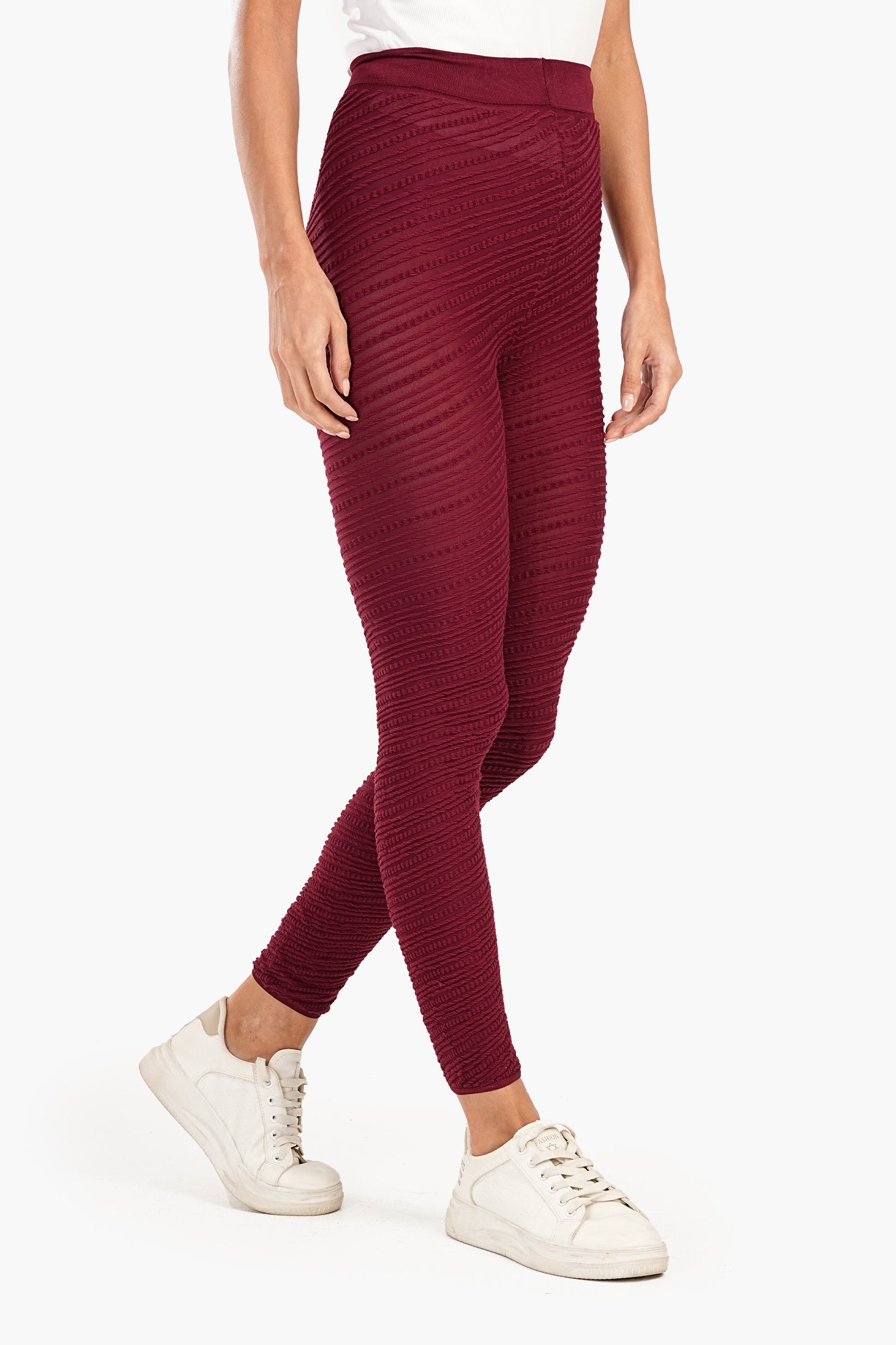 Textured Self Patterned Warm Leggings