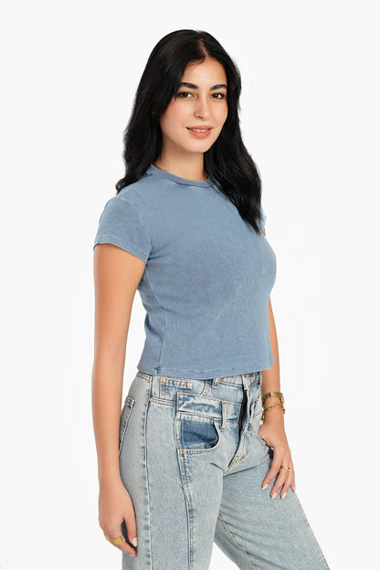 Ribbed Short Sleeves Top