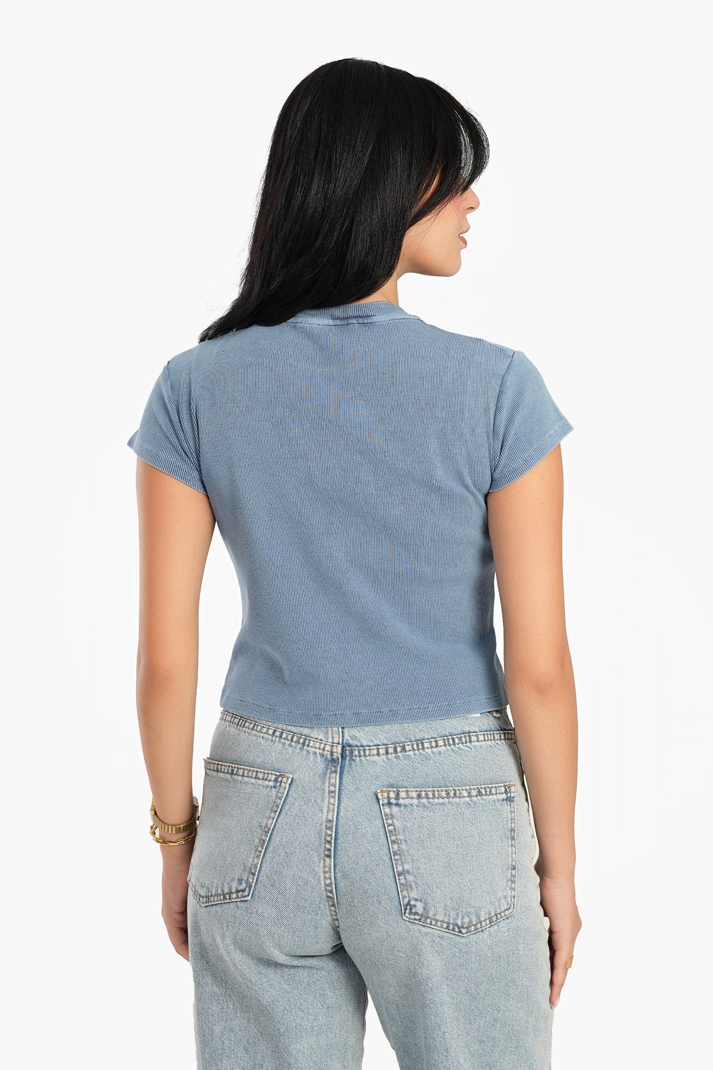 Ribbed Short Sleeves Top