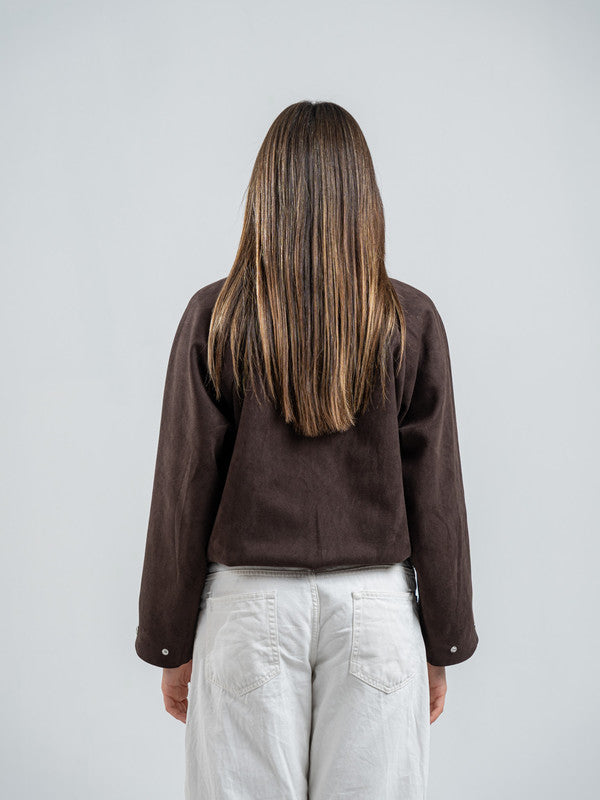 Suede Zip Jacket – Brown