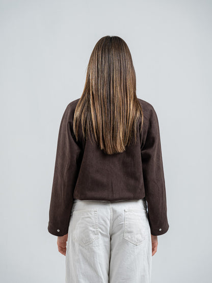 Suede Zip Jacket – Brown