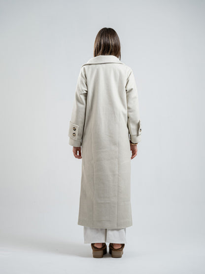 Wool Double-Breasted Coat – Light Grey