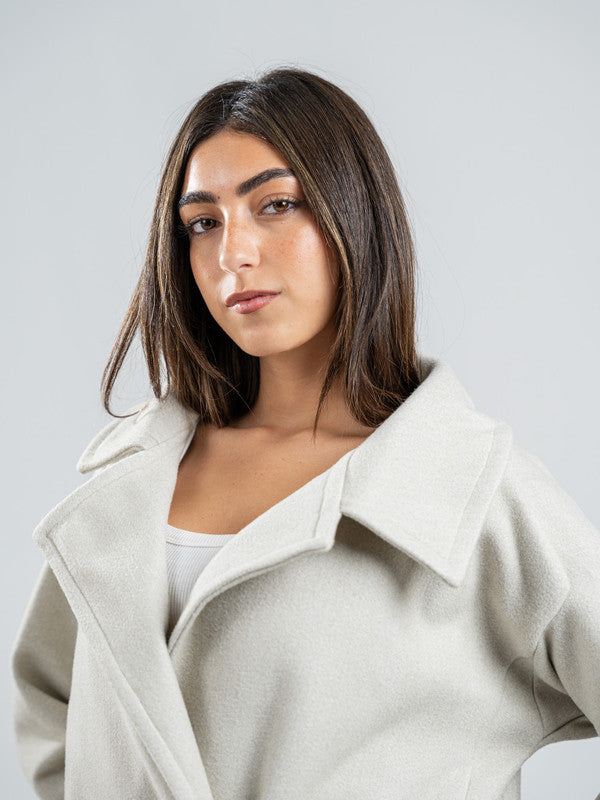 Wool Double-Breasted Coat – Light Grey