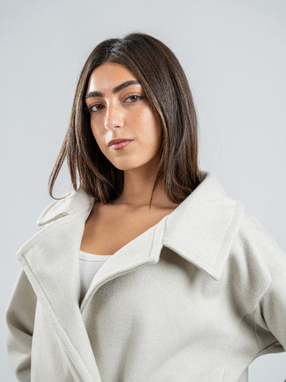 Wool Double-Breasted Coat – Light Grey