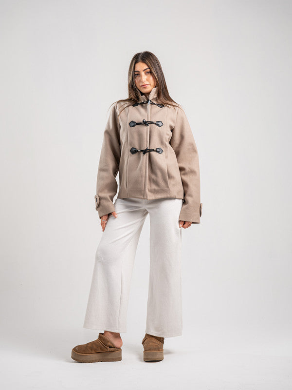 Wool Blend Felt Solid Toggle Jacket – Café