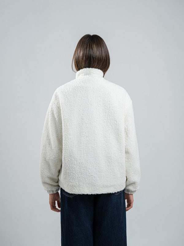 Teddy Fur Zip Jacket – White