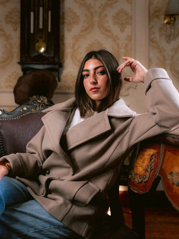 Wool Double-Breasted Jacket – Light Beige