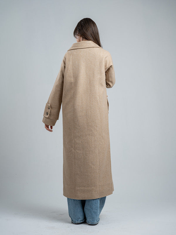 Wool Double-Breasted Coat – Light Beige