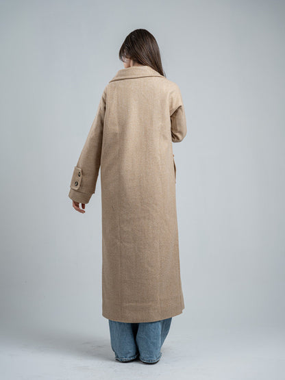 Wool Double-Breasted Coat – Light Beige