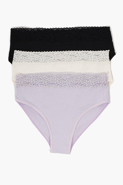 Pack of 3 Brief Panties with Lace - Carina - ÙƒØ§Ø±ÙŠÙ†Ø§