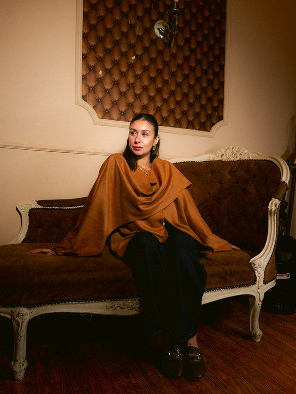 Suede Solid Poncho – Camel