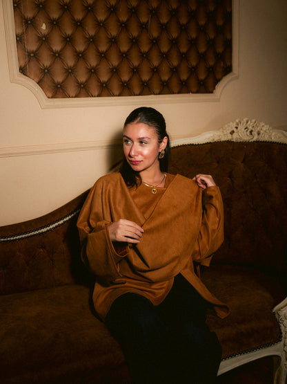 Suede Solid Poncho – Camel