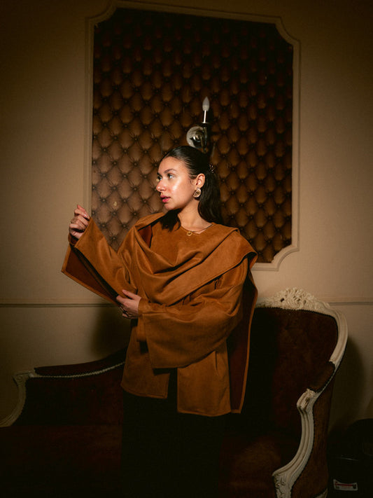 Suede Solid Poncho – Camel