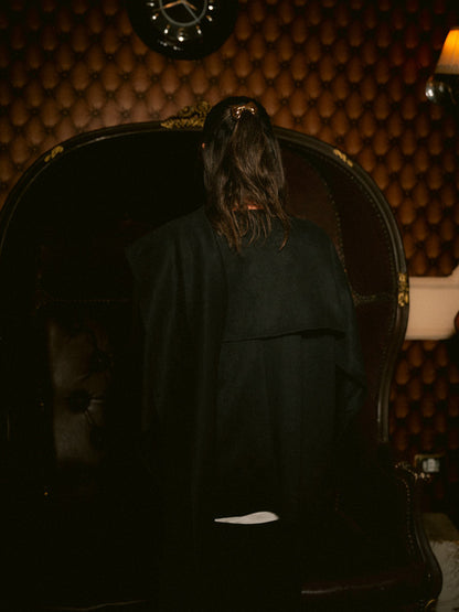 Suede Solid Poncho – Black