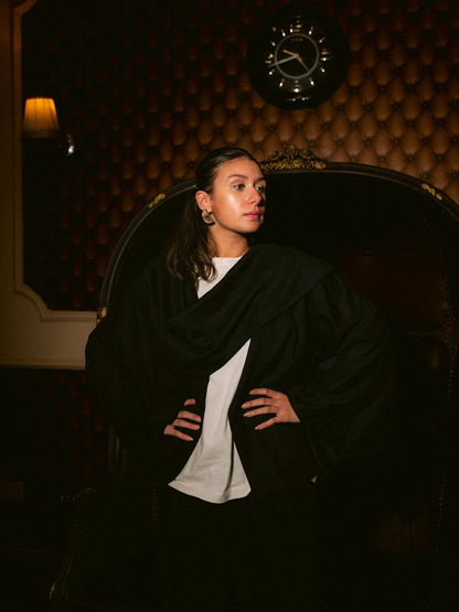 Suede Solid Poncho – Black