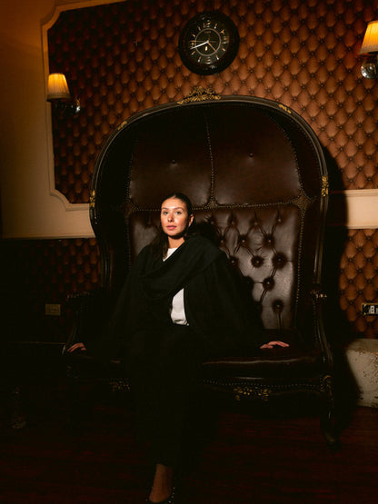 Suede Solid Poncho – Black