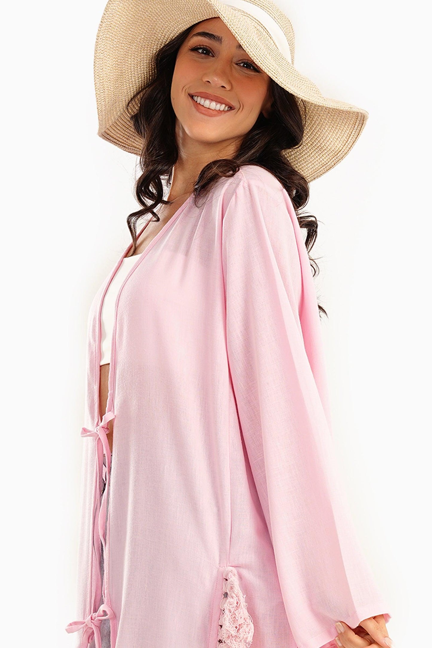 Beachwear Kimono with Fringes - Carina - ÙƒØ§Ø±ÙŠÙ†Ø§