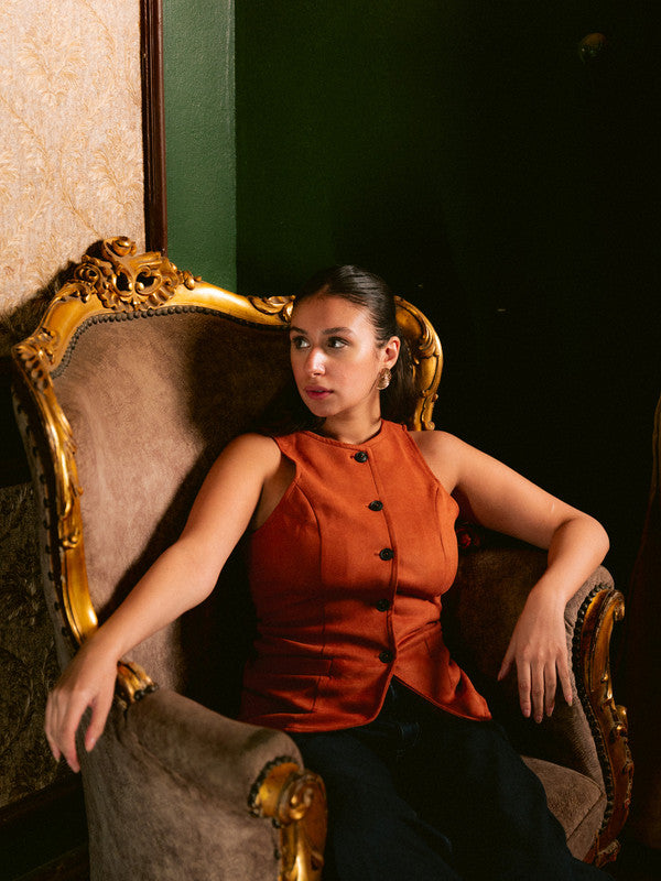 Suede Solid Button Vest – Havan