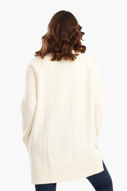 Knitted Pullover with Ribbed Hem