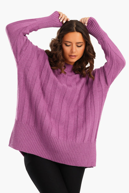 Large Rib Knitting Pullover - Purple (Copy)