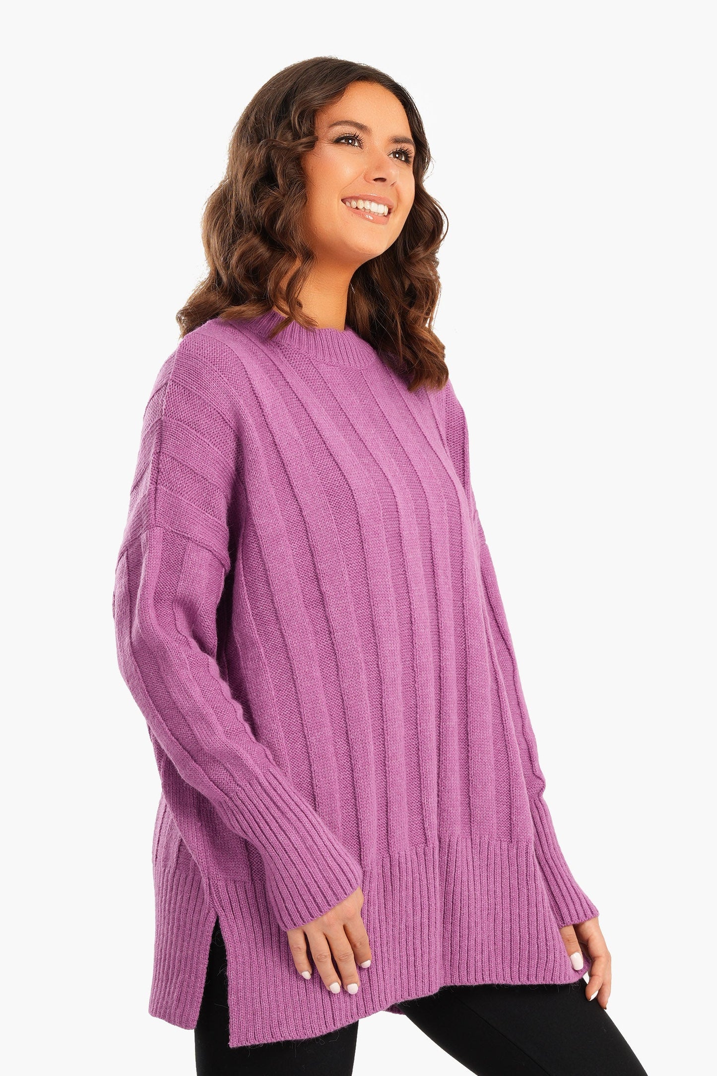 Large Rib Knitting Pullover - Purple (Copy)