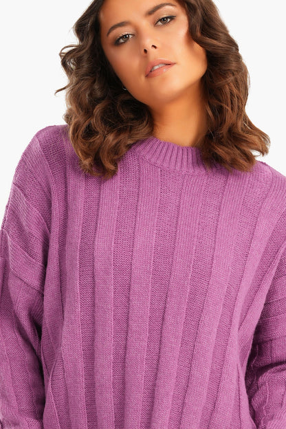 Large Rib Knitting Pullover - Purple (Copy)