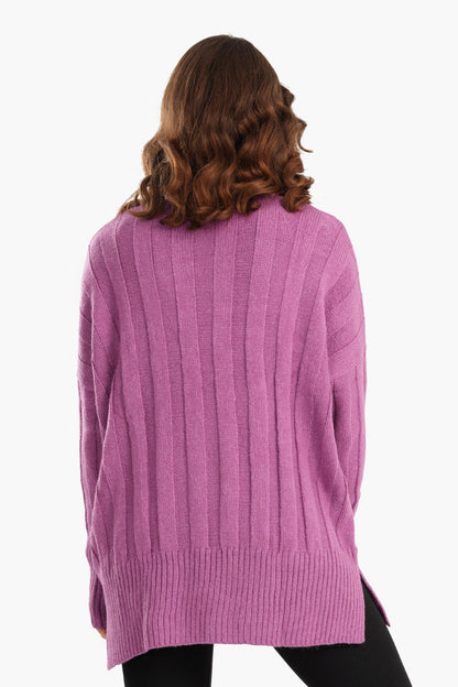 Large Rib Knitting Pullover - Purple (Copy)