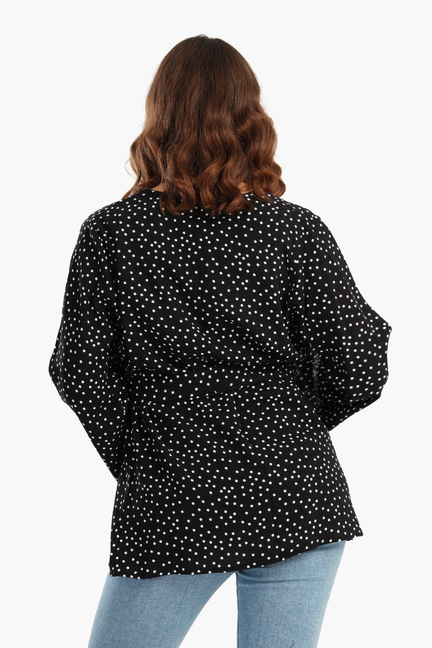 Dotted Kimono with Flared Sleeves