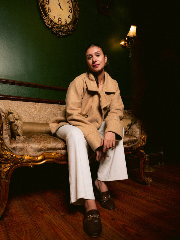 Wool Double-Breasted Jacket – Café