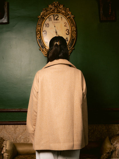 Wool Double-Breasted Jacket – Café