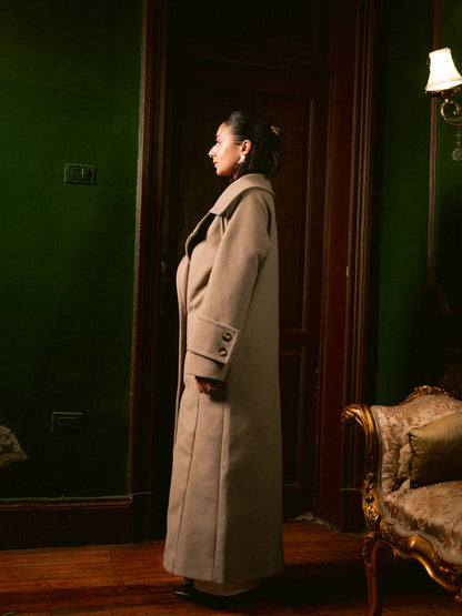 Wool Double-Breasted Coat – Café