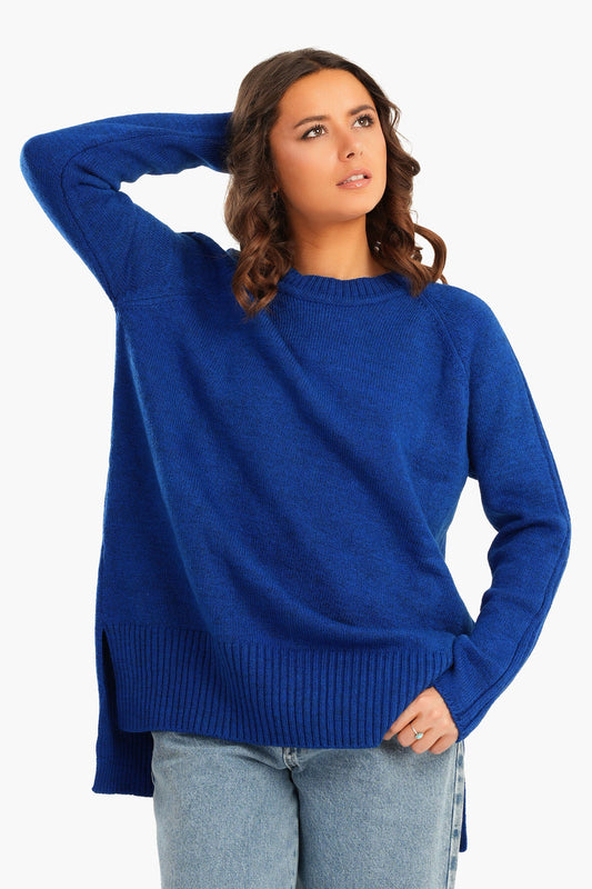 Knitted Pullover with Ribbed Hem