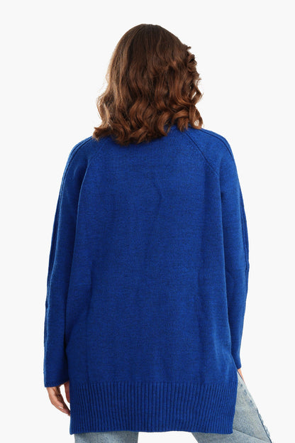 Knitted Pullover with Ribbed Hem