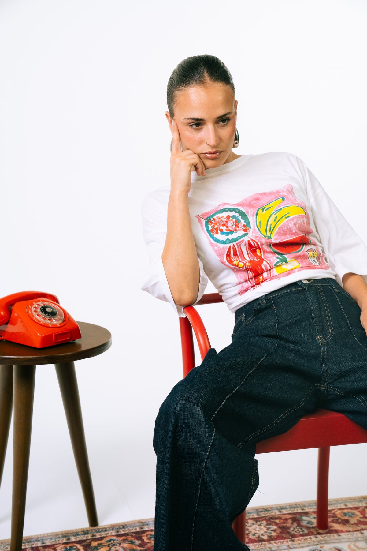 Pink Graphic T-Shirt- Off White