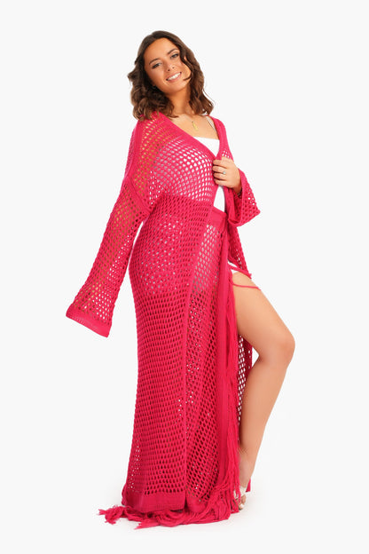 Long Kimono with Fishnet Pattern