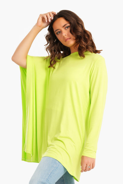 Plain Blouse with Batwing Sleeve