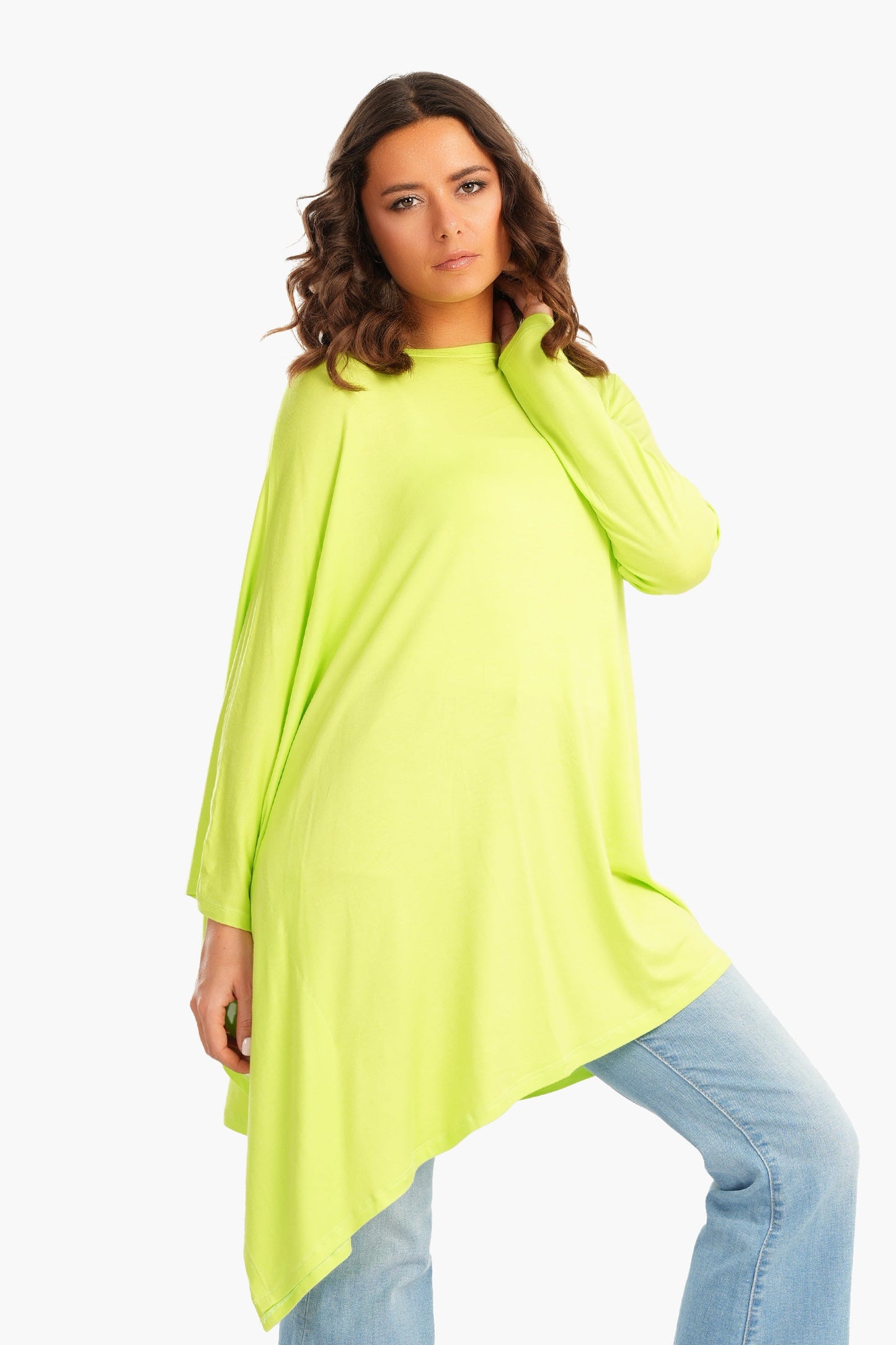 Plain Blouse with Batwing Sleeve