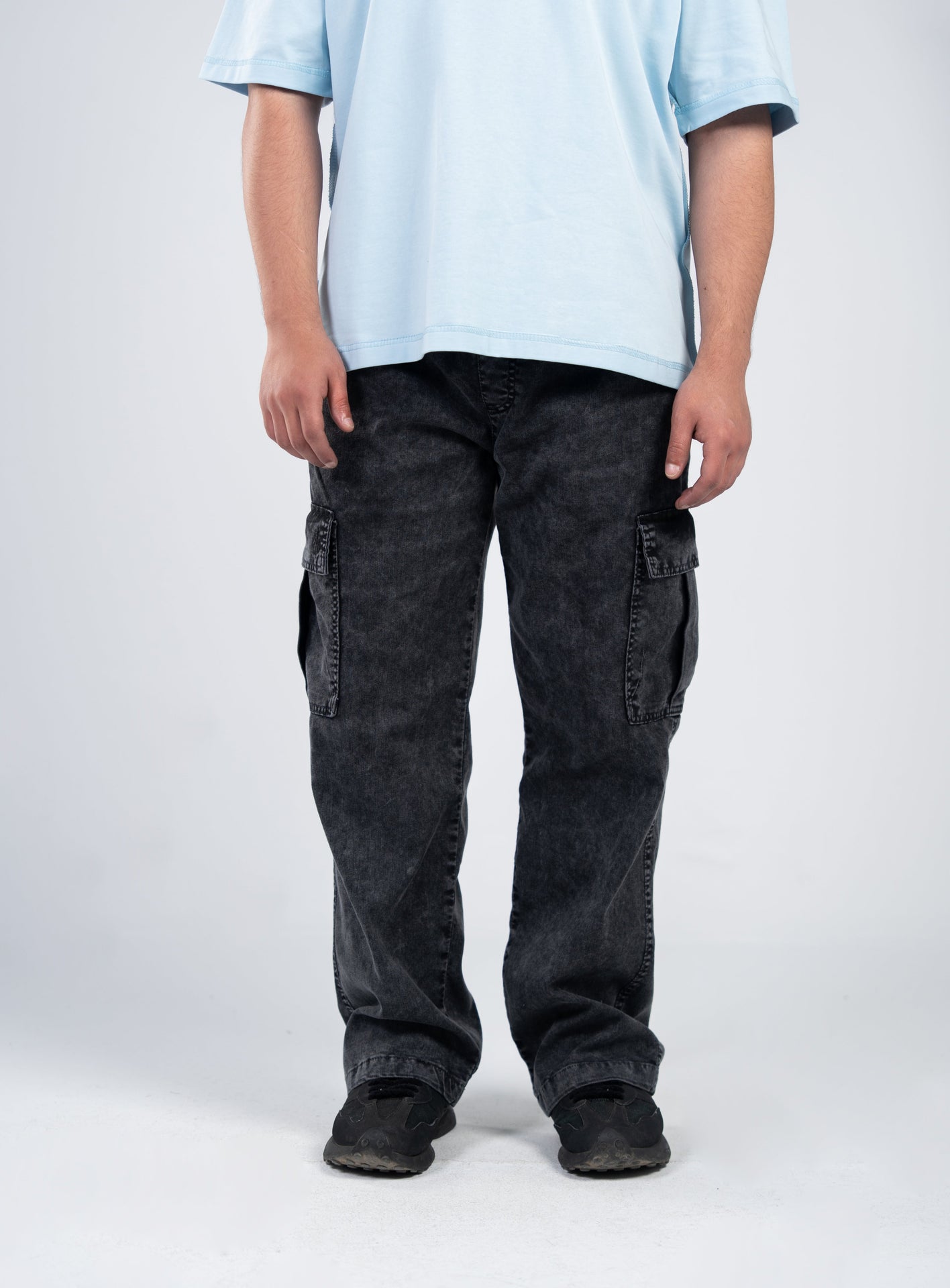 Cargo Gabardine Pants - Stonewashed Black