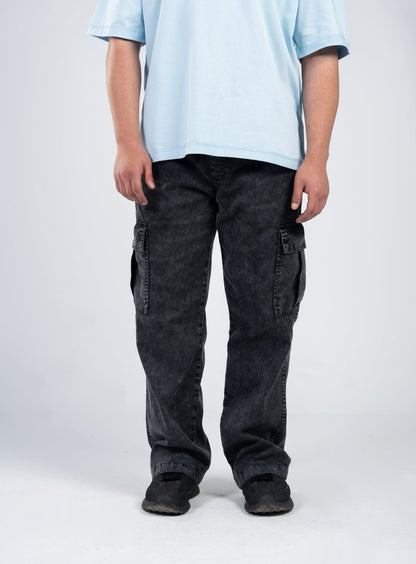 Cargo Gabardine Pants - Stonewashed Black