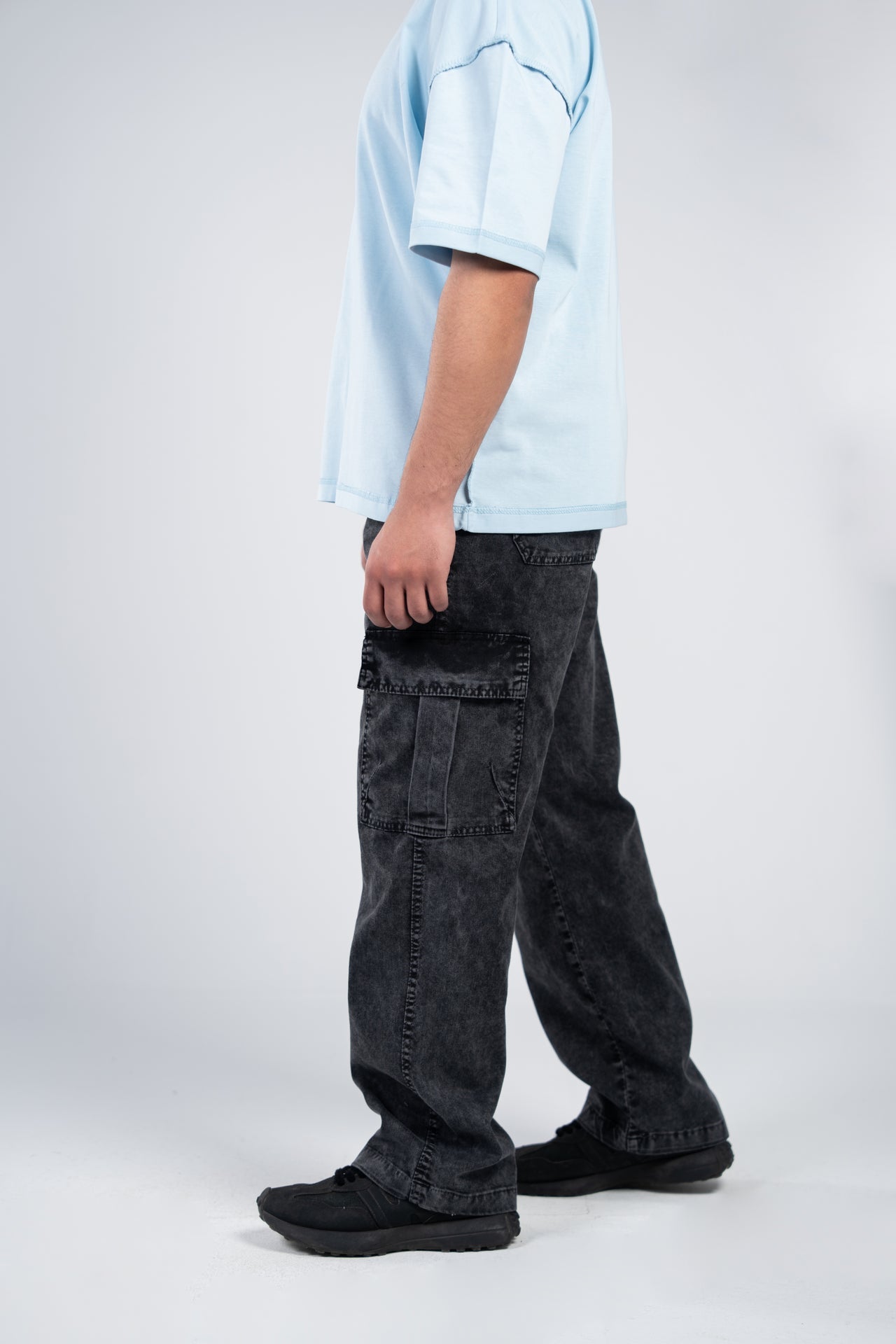 Cargo Gabardine Pants - Stonewashed Black