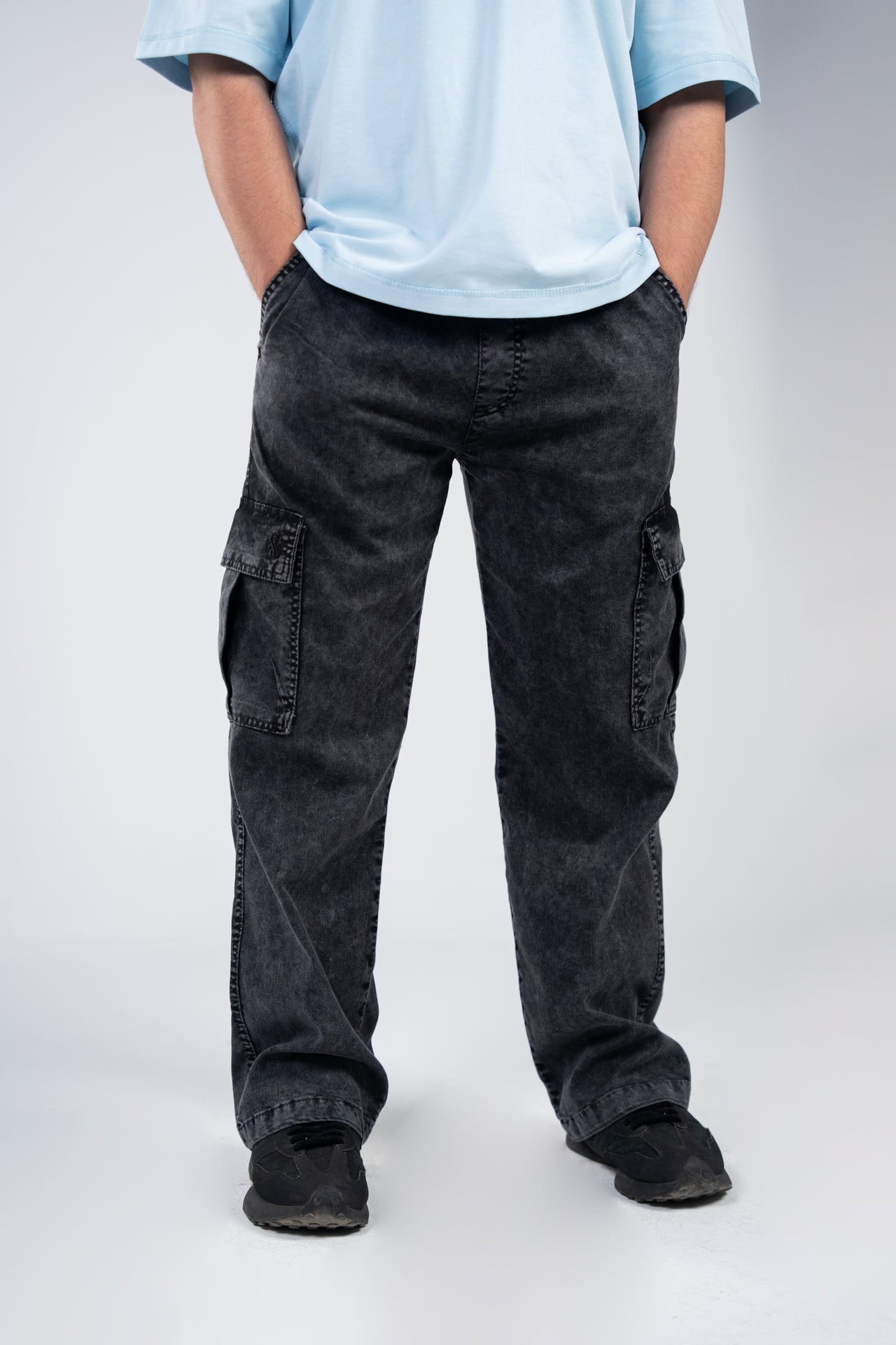 Cargo Gabardine Pants - Stonewashed Black