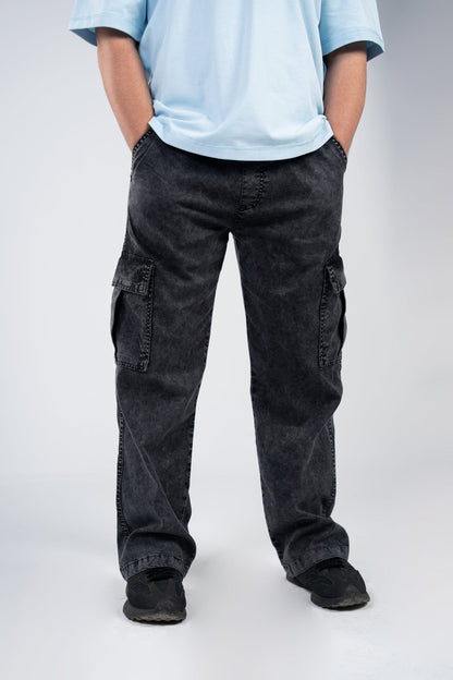 Cargo Gabardine Pants - Stonewashed Black