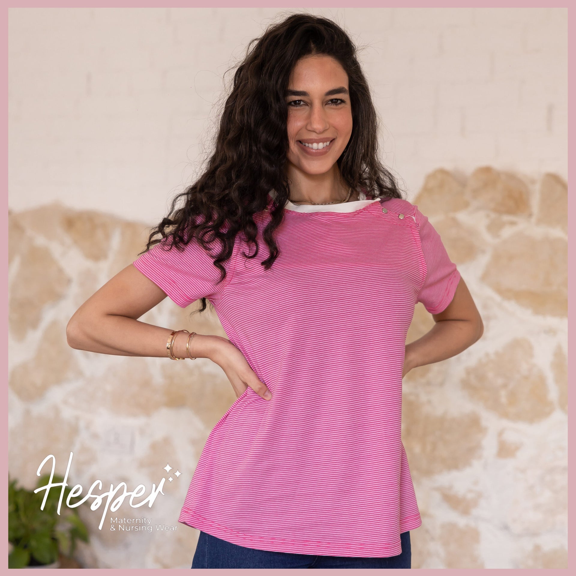 Parasola Cotton Striped Snap Nursing Maternity T-Shirt