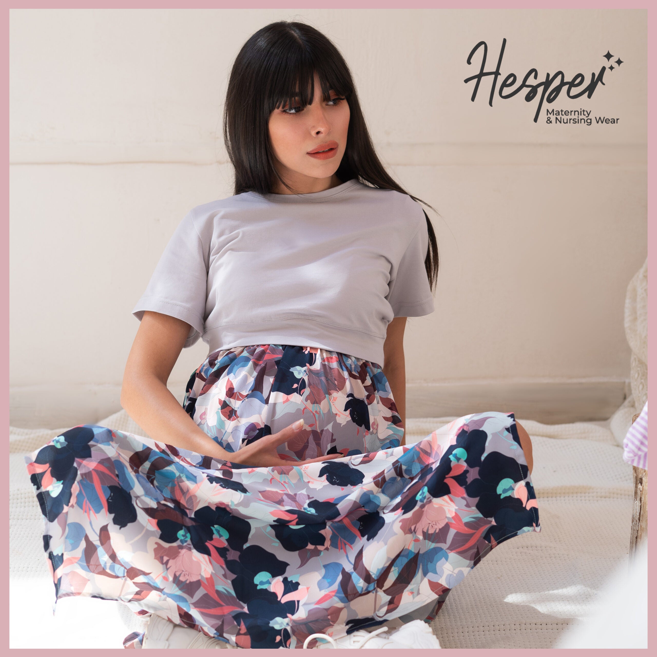 Cotton Lycra Printed Woven Maternity & Nursing Dress