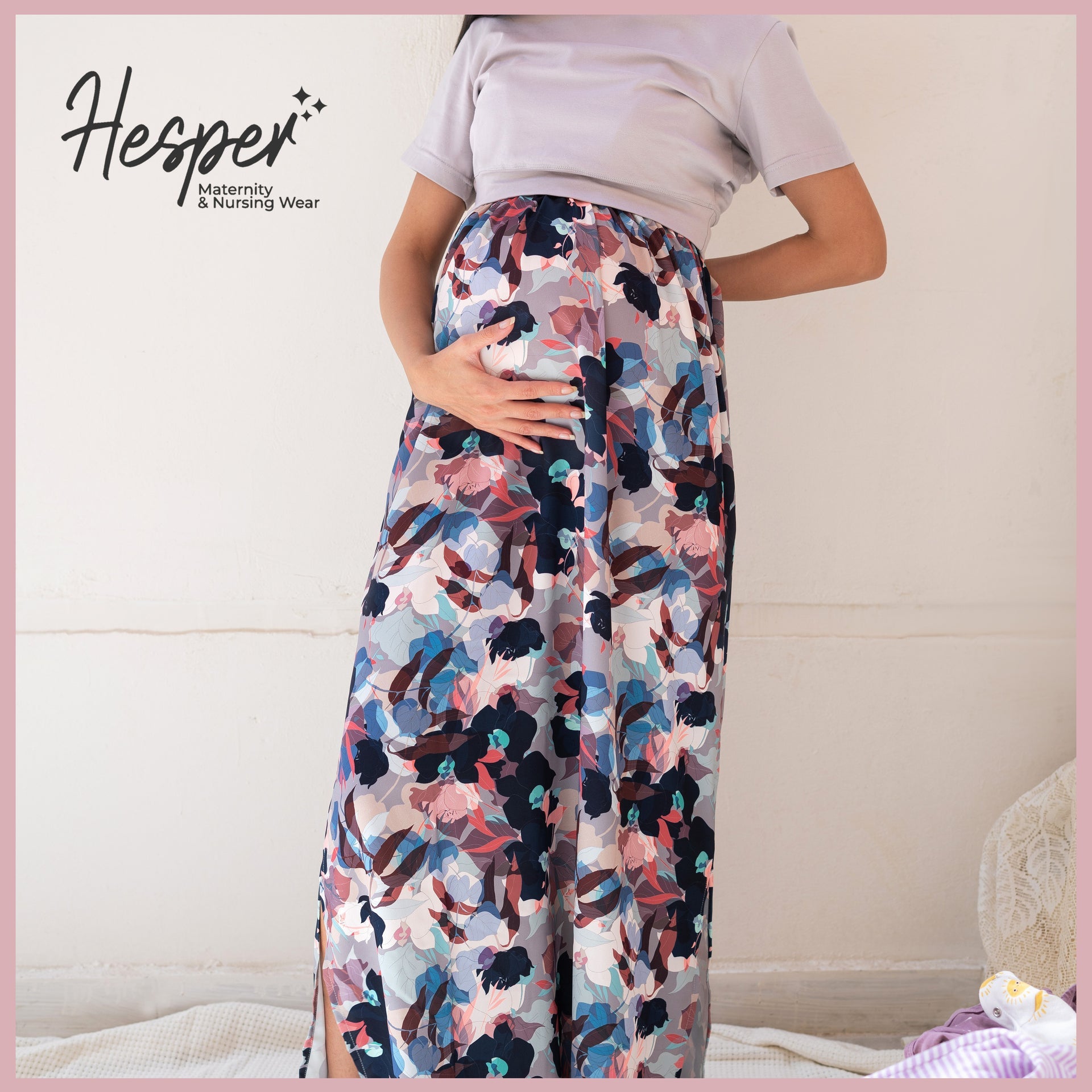 Cotton & Woven Floral Maternity & Nursing Dress