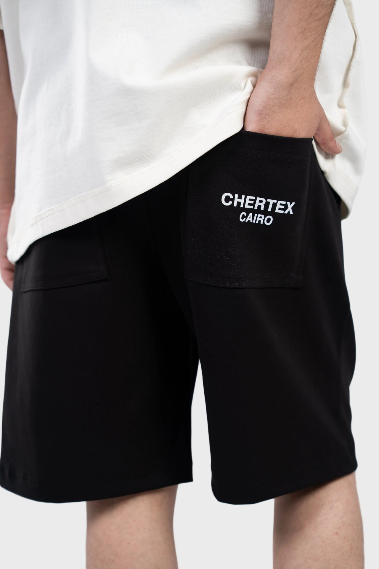 Black Pocket Print Shorts
